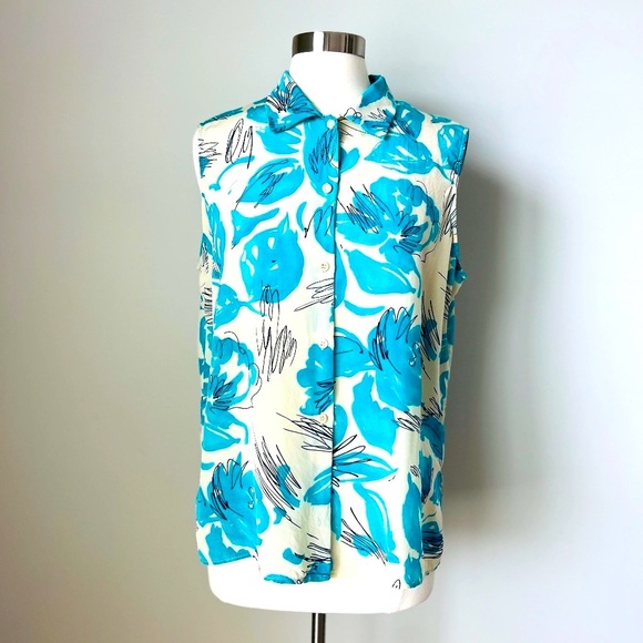 Vintage Women 100% Silk Blouse Floral Artsy Nature-Inspired Size 16 - Picture 1 of 16